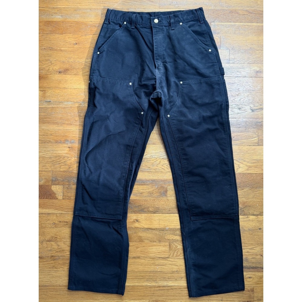 Vintage Carhartt Double Knee PANTS Black B01-BLK Dungaree Fit Carpenter 34x36